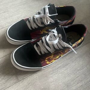 Vans Black and Red Flame Sneakers
